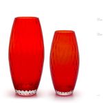 Par de Vasos Oliva G e P Baloton Vermelho Murano Cristais Cadoro