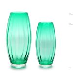 Par de Vasos Oliva G e P Ondulado Verde Murano Cristais Cadoro