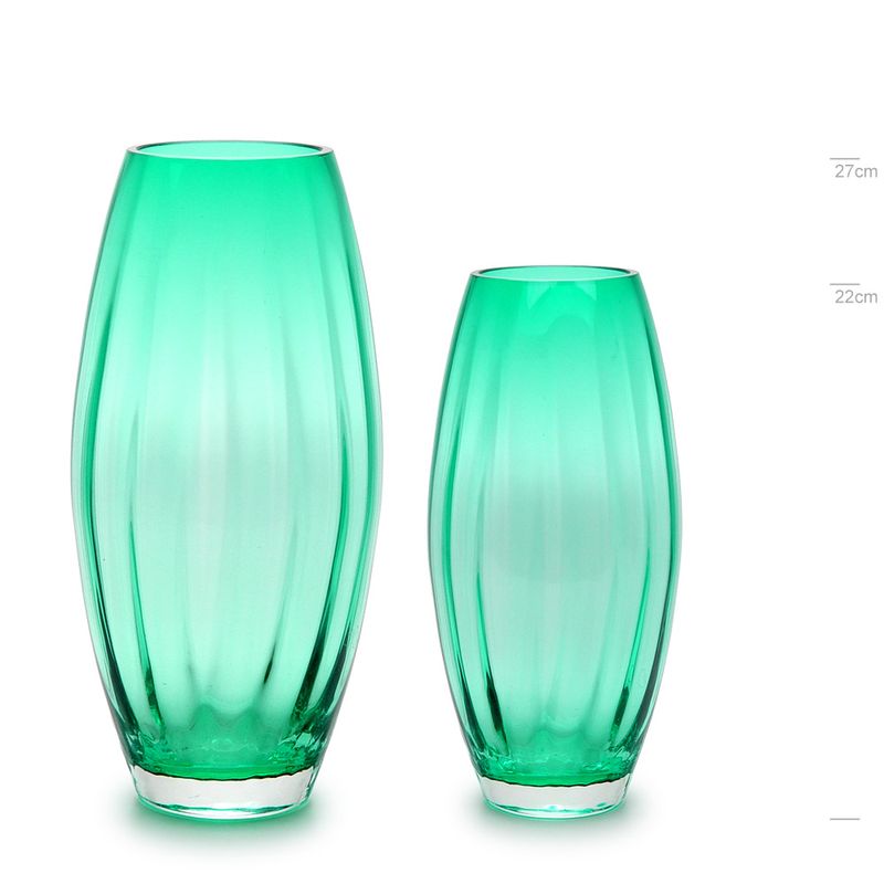 Par de Vasos Oliva G e P Ondulado Verde Murano Cristais Cadoro