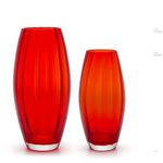 Par de Vasos Oliva G e P Ondulado Vermelho Murano Cristais Cadoro