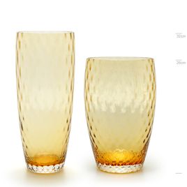 Par de Vasos AD3 e AD4 Baloton Âmbar Murano Cristais Cadoro