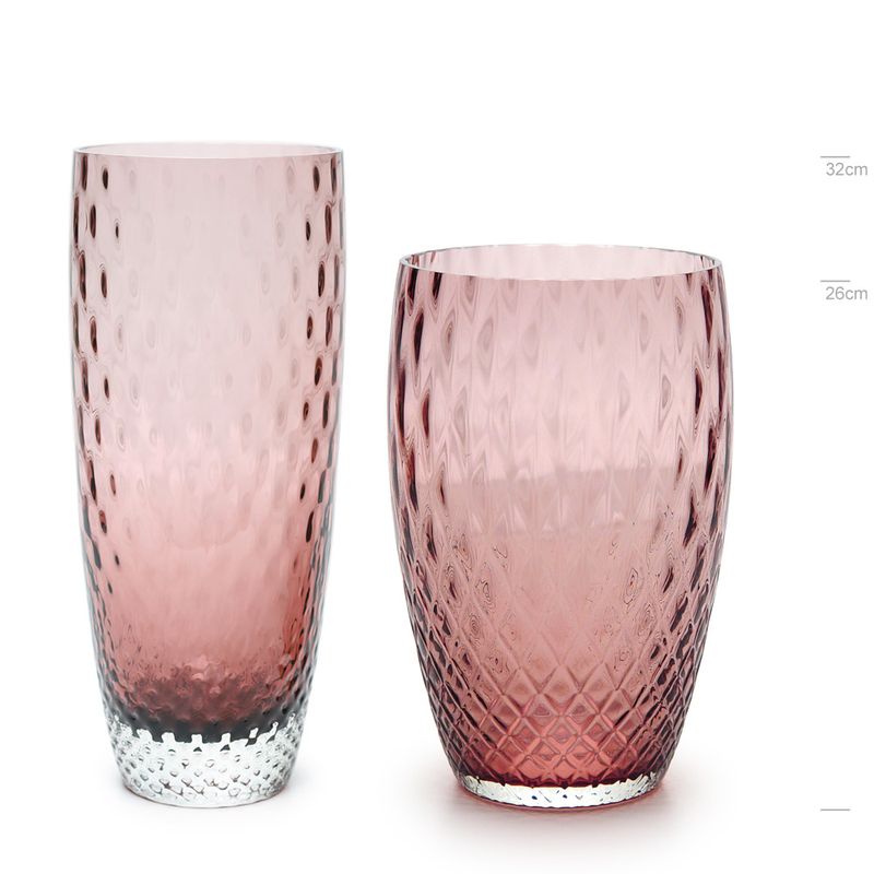 Par de Vasos AD3 e AD4 Baloton Roxo Murano Cristais Cadoro