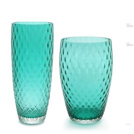 Par de Vasos AD3 e AD4 Baloton Verde Murano Cristais Cadoro