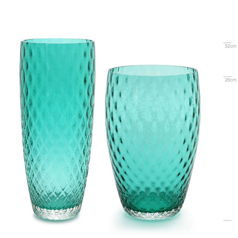 Par de Vasos AD3 e AD4 Baloton Verde Murano Cristais Cadoro