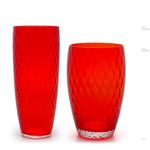 Par de Vasos AD3 e AD4 Baloton Vermelho Murano Cristais Cadoro