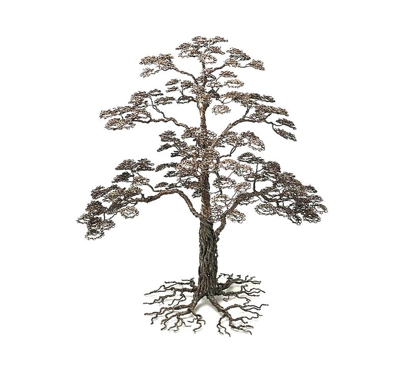 Escultura Árvore Bonsai Raízes em Aço Envelhecido