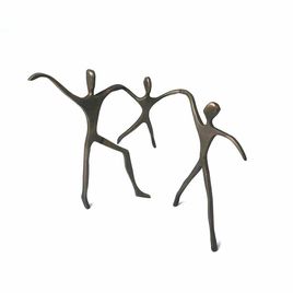 Escultura Família Passeio Casal com Menino em Bronze