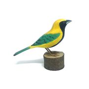 Enfeite Pássaro Saíra-Amarela em Madeira