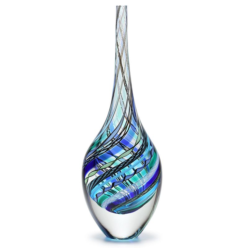 Gota Alta Hippie Torcido Azul e Verde Murano Cristais Cadoro