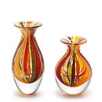 Par de Vasos Mini Hippie Vermelho, Laranja e Amarelo Murano Cristais Cadoro