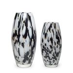 Par de Vasos Oliva G e P Multicor Preto e Branco Murano Cristais Cadoro