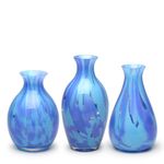 Kit com 3 Vasinhos 65, 66 e 67 Multicor Azul e Água Marinha Murano Cristais Cadoro