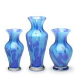 Kit com 3 Vasinhos 76, 77 e 78 Multicor Azul e Água-Marinha Murano Cristais Cadoro