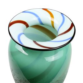 Vaso Verde Leitoso com Efeito Espiral Interno | Mario Seguso