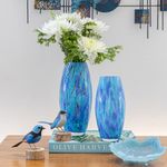 Par de Vasos Oliva G e P Multicor Azul e Água Marinha Murano Cristais Cadoro