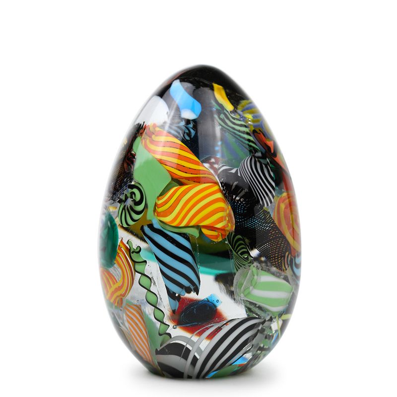 Peso Oval Hippie Mesclado Murano Cristais Cadoro