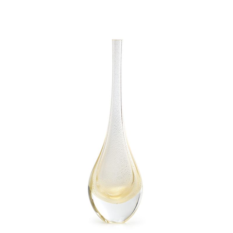 Gota Mini Alta Transparente com Ouro Murano Cristais Cadoro