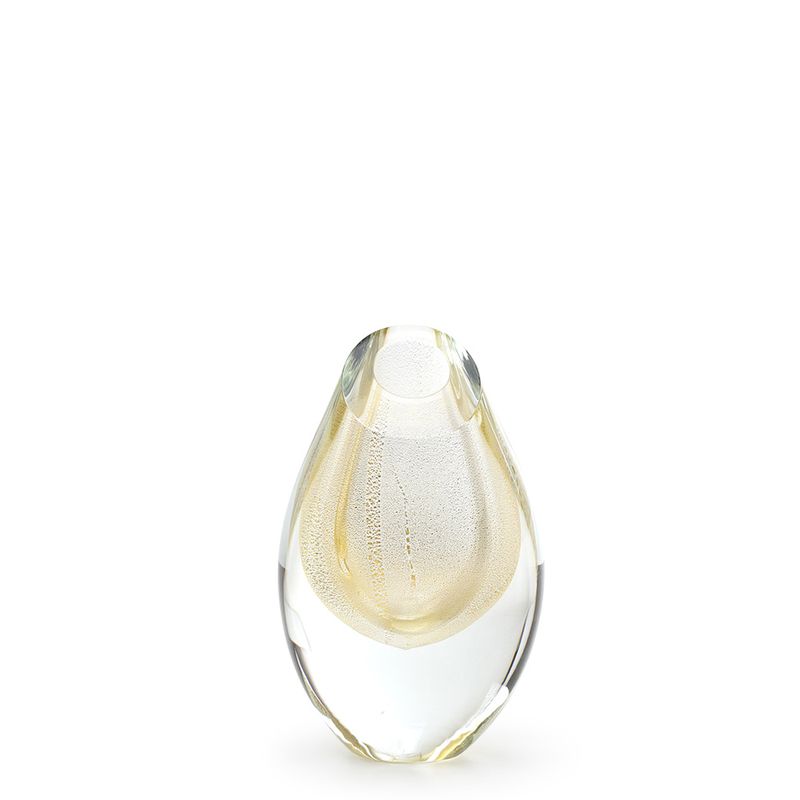 Gota Mini Baixa Transparente com Ouro Murano Cristais Cadoro