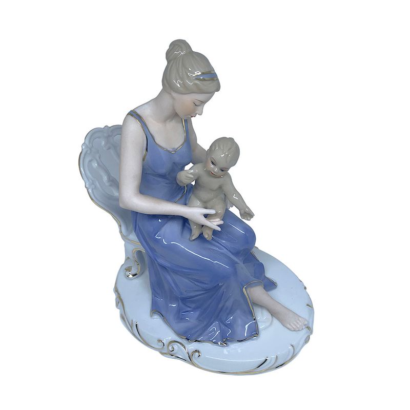 Mulher Sentada com Bebê em Porcelana