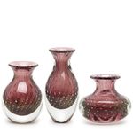 Trio de Vasos Mini Tela Roxo com Ouro Murano Cristais Cadoro