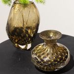 Trio de Vasos Mini Tela Fumê com Ouro Murano Cristais Cadoro