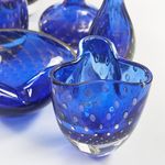 Par de Vasinhos Trevo 2 e 3 Tela Azul com Ouro Murano Cristais Cadoro