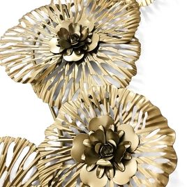 Escultura de Parede Flores Douradas