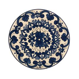 Prato de Parede Azul e Branco nº 8 em Cerâmica 33cm