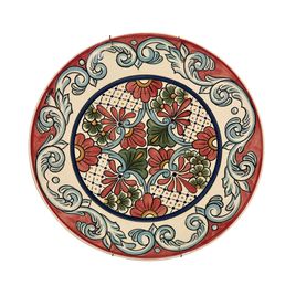 Prato de Parede Vermelho, Azul e Verde em Cerâmica 33cm