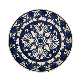 Prato de Parede Azul e Branco nº 9 em Cerâmica 33cm