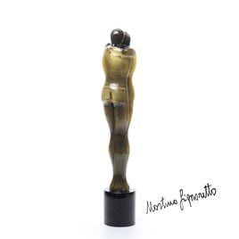 Escultura Amantes Preto com Ouro de Murano
