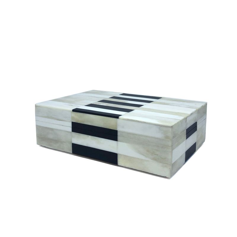 Caixa Osso Retangular Off White e Preta (18x12CM)