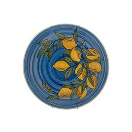 Prato de Parede Azul com Limões em Cerâmica 33cm