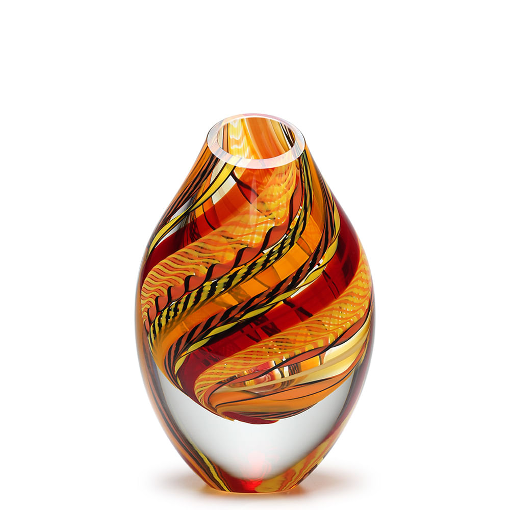 Low Drop Glass Vase Twisted Hippie Red, Orange and Yellow | Cá d'Oro ...