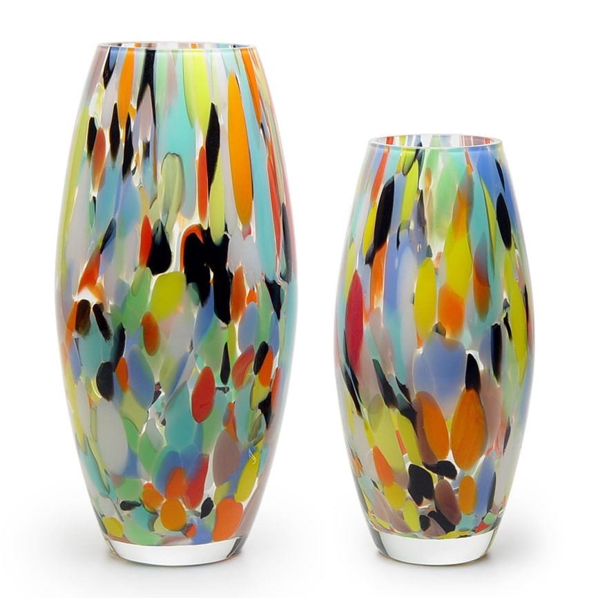 Pair of Vases Oliva Multicolor Colored | Ca d'Oro - Cá d'Oro Glass