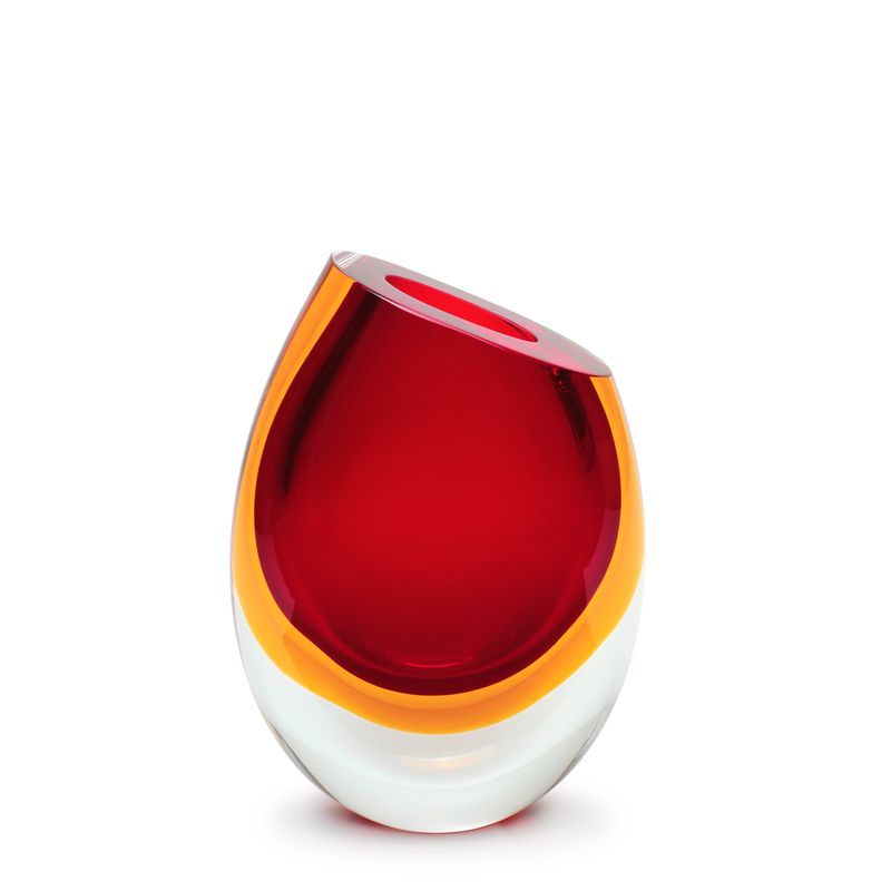 Vasinho 96 Bicolor Vermelho com Âmbar Murano Cristais Cadoro