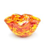 Bowl Ondulado Multicor Amarelo, Laranja e Coral Murano Cristais Cadoro