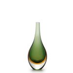 Gota Mini Média Bicolor Verde com Âmbar Murano Cristais Cadoro