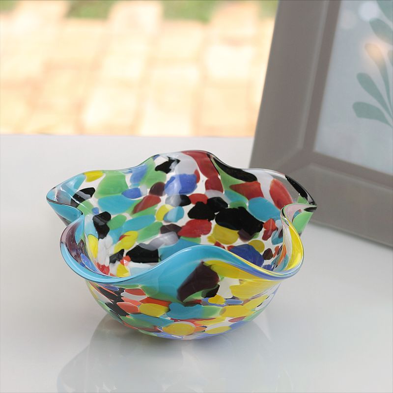 Bowl Ondulado Multicor Colorido Murano Cristais Cadoro