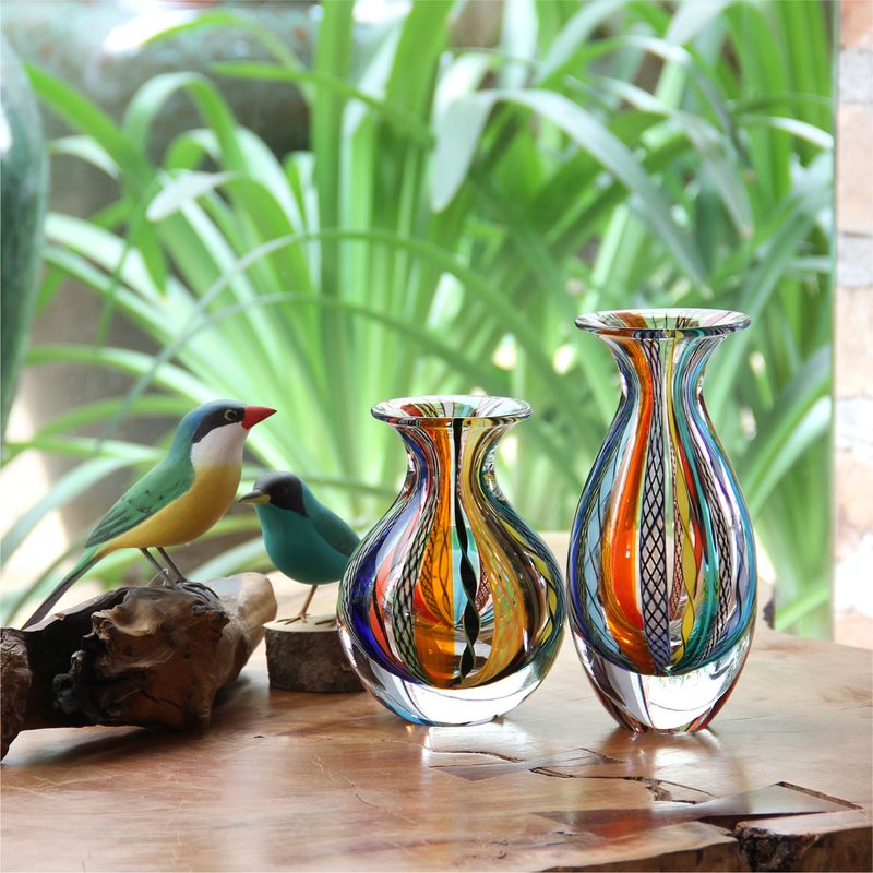 Par de Vasos Mini Hippie Murano Cristais Cadoro