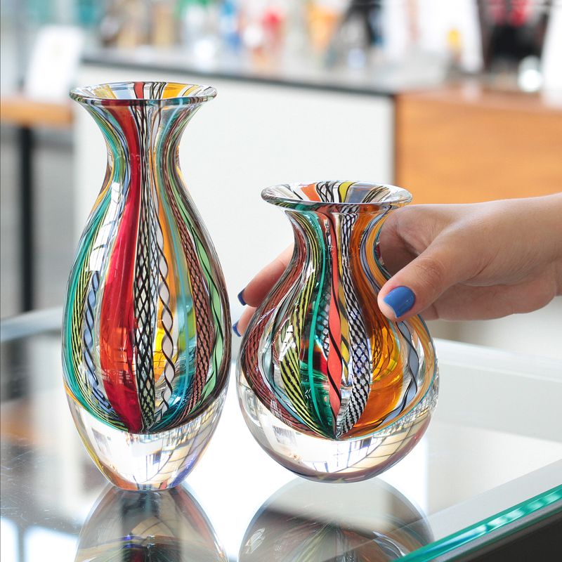 Par de Vasos Mini Hippie Murano Cristais Cadoro