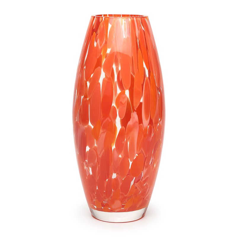 Vaso Oliva G Cacos Laranja Murano Cristais Cadoro