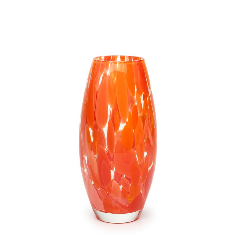 Vaso Oliva P Cacos Laranja Murano Cristais Cadoro