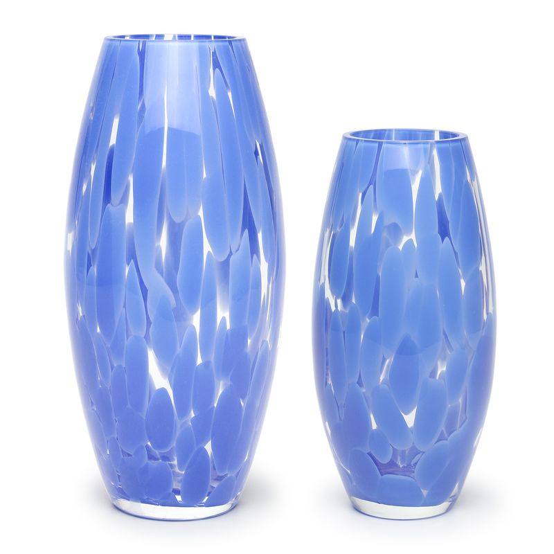 Par de Vasos Oliva G e P Cacos Azul Murano Cristais Cadoro