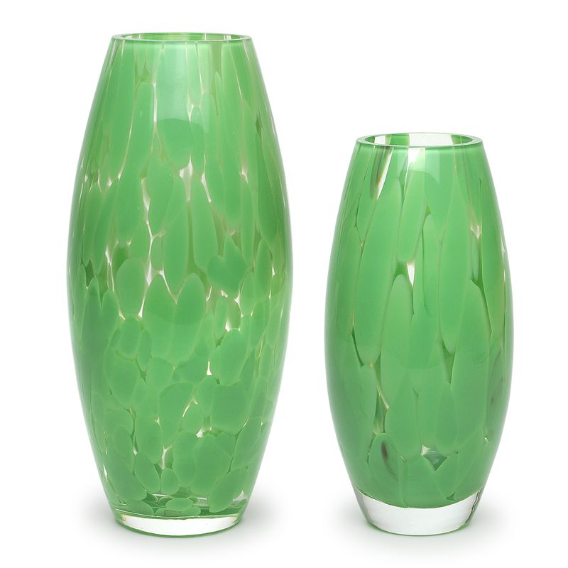 Par de Vasos Oliva G e P Cacos Verde Murano Cristais Cadoro