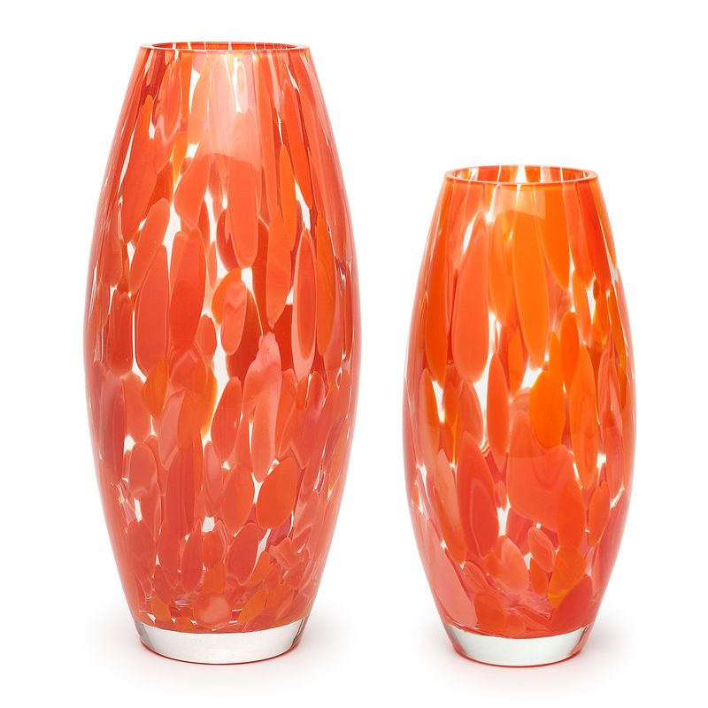 Par de Vasos Oliva G e P Cacos Laranja Murano Cristais Cadoro