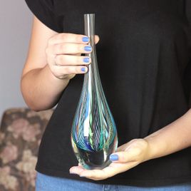 Gota Mini Alta Hippie Azul e Verde Murano Cristais Cadoro