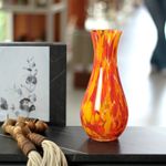 Vaso 83 Multicor Amarelo, Laranja e Coral Murano Cristais Cadoro