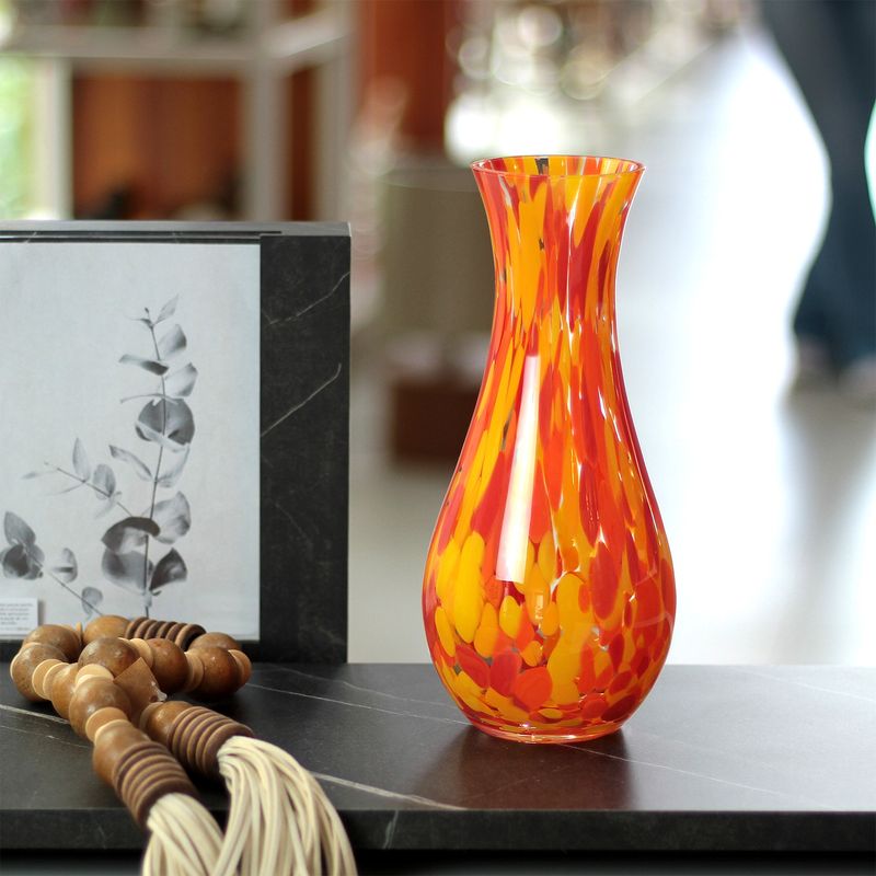 Vaso 83 Multicor Amarelo, Laranja e Coral Murano Cristais Cadoro