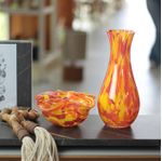 Vaso 83 Multicor Amarelo, Laranja e Coral Murano Cristais Cadoro